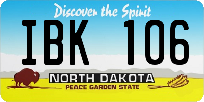 ND license plate IBK106