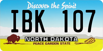 ND license plate IBK107
