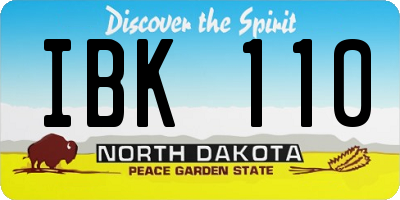 ND license plate IBK110