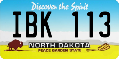 ND license plate IBK113