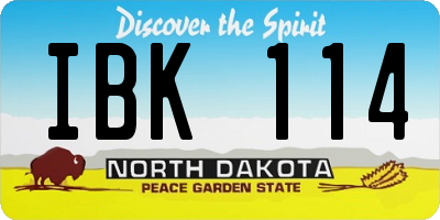 ND license plate IBK114