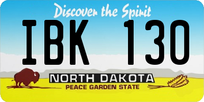 ND license plate IBK130