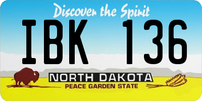 ND license plate IBK136