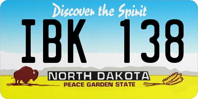 ND license plate IBK138