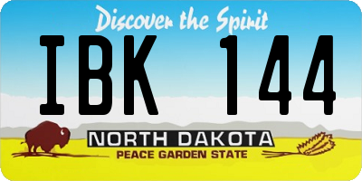 ND license plate IBK144