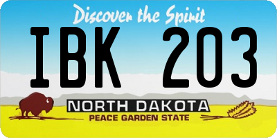 ND license plate IBK203