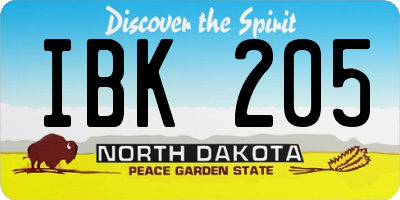 ND license plate IBK205