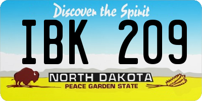 ND license plate IBK209