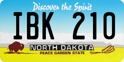 ND license plate IBK210