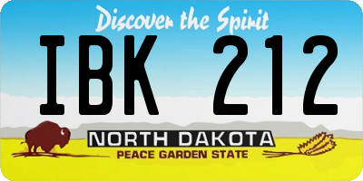 ND license plate IBK212
