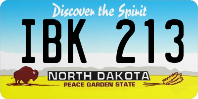 ND license plate IBK213