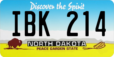 ND license plate IBK214