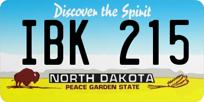 ND license plate IBK215
