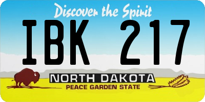 ND license plate IBK217