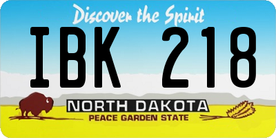 ND license plate IBK218