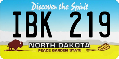 ND license plate IBK219