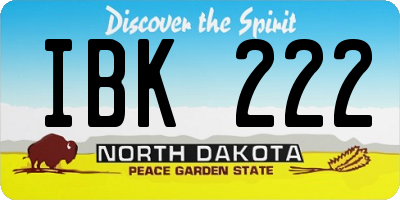ND license plate IBK222