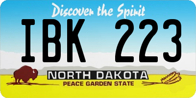 ND license plate IBK223