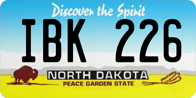 ND license plate IBK226