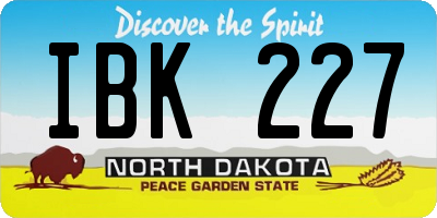 ND license plate IBK227