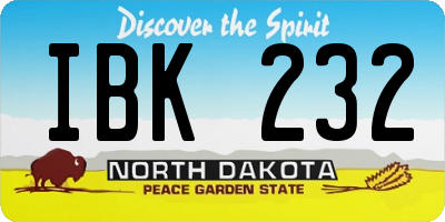 ND license plate IBK232