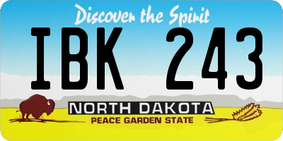 ND license plate IBK243