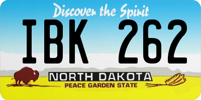 ND license plate IBK262