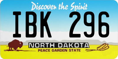 ND license plate IBK296