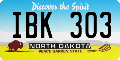 ND license plate IBK303