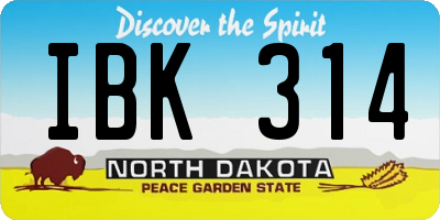 ND license plate IBK314