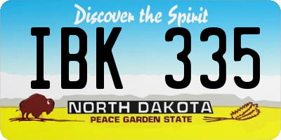 ND license plate IBK335