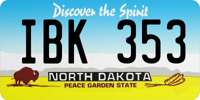 ND license plate IBK353