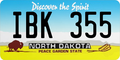 ND license plate IBK355