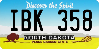 ND license plate IBK358