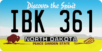 ND license plate IBK361