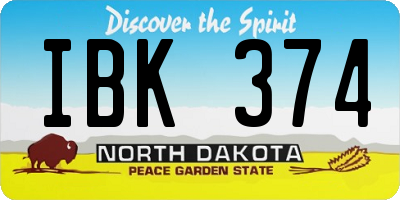ND license plate IBK374