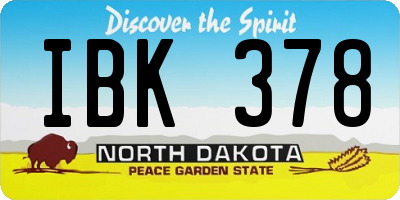 ND license plate IBK378
