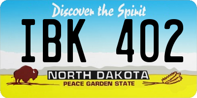 ND license plate IBK402