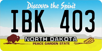 ND license plate IBK403