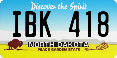 ND license plate IBK418