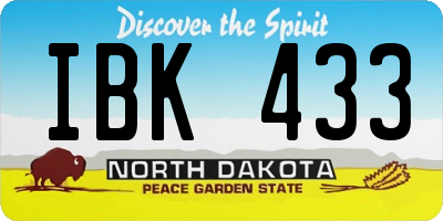 ND license plate IBK433