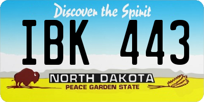 ND license plate IBK443
