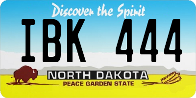 ND license plate IBK444