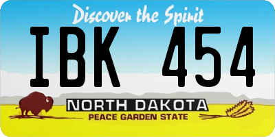 ND license plate IBK454