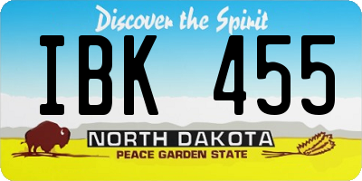 ND license plate IBK455