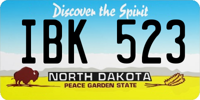 ND license plate IBK523