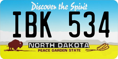 ND license plate IBK534
