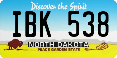 ND license plate IBK538