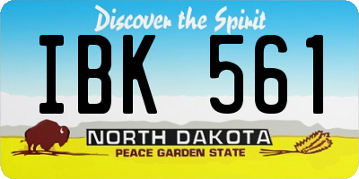 ND license plate IBK561