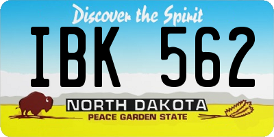 ND license plate IBK562